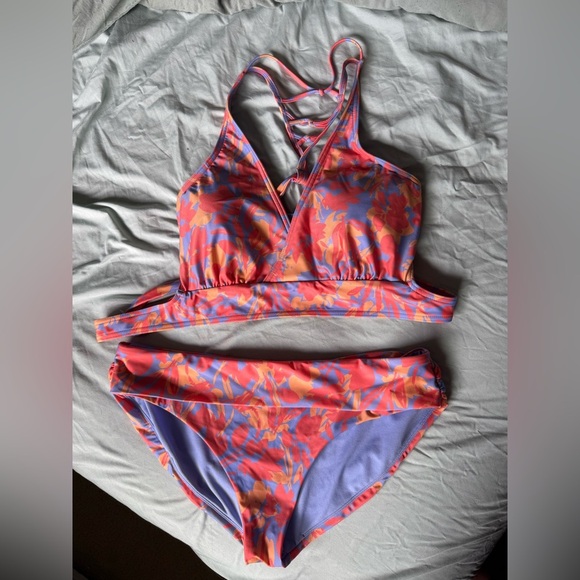 Prana Vibrant Pink and Purple Bikini Set XL NWOT - Picture 1 of 5